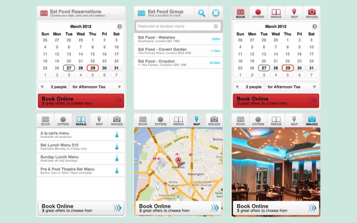 HTML5 Booking widget for Bookatable